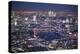 Night Aerial View over River Thames, City of London, the Shard and Canary Wharf, London, England-Jon Arnold-Premier Image Canvas