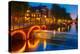 Night City View of Amsterdam Canal and Bridge-kavalenkava volha-Premier Image Canvas