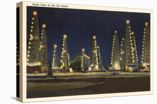 Night in the Oil Fields, Oklahoma-null-Stretched Canvas