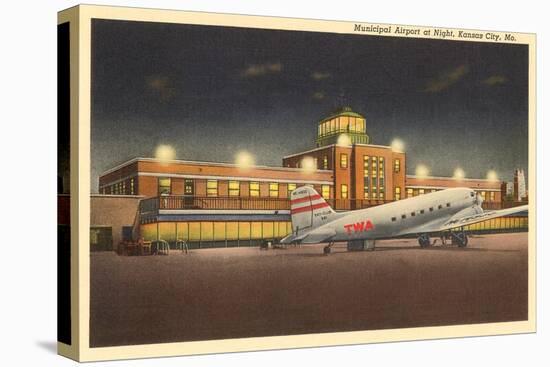 Night, Municipal Airport, Kansas City, Missouri-null-Stretched Canvas
