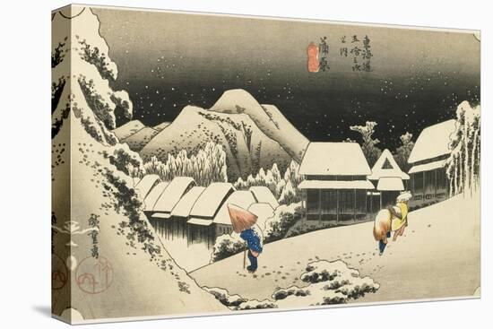 Night Snow at Kanbara, C. 1833-Utagawa Hiroshige-Premier Image Canvas