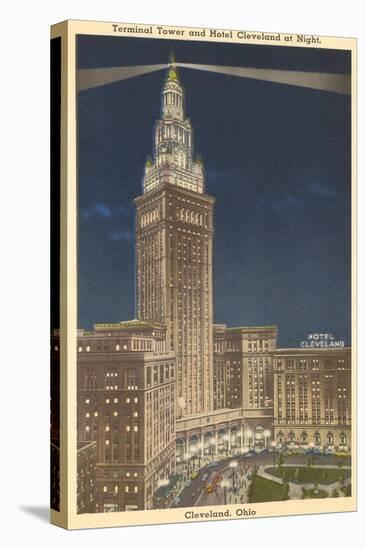 Night, Terminal Tower, Cleveland, Ohio-null-Stretched Canvas