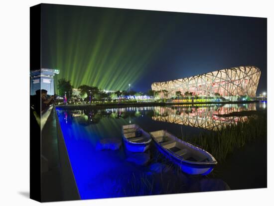 Night Time Light Show at the Birds Nest Stadium During the 2008 Olympic Games, Beijing, China-Kober Christian-Premier Image Canvas