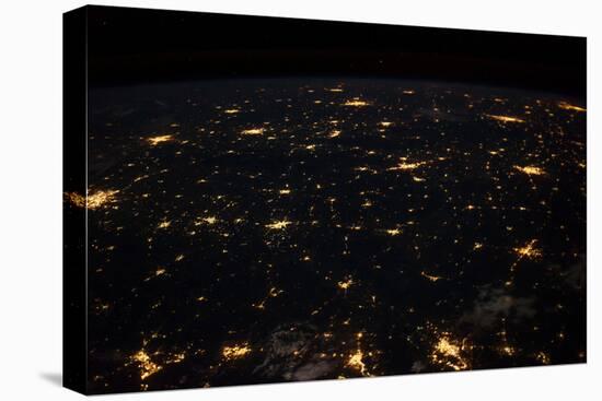 Night time satellite image of Cities in Gulf of Mexico, North America-null-Premier Image Canvas