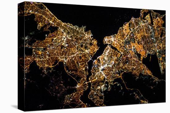 Night time satellite image of Istanbul, Turkey-null-Premier Image Canvas