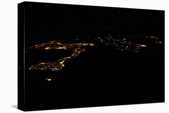 Night time satellite image of Sirte, Libya-null-Premier Image Canvas