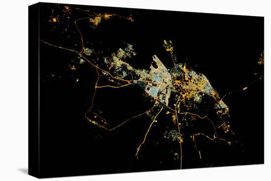Night time satellite view of Dammam, Eastern Province, Saudi Arabia-null-Premier Image Canvas