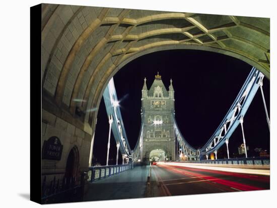 Night Time Traffic Crosses Tower Bridge in Central London-Andrew Watson-Premier Image Canvas