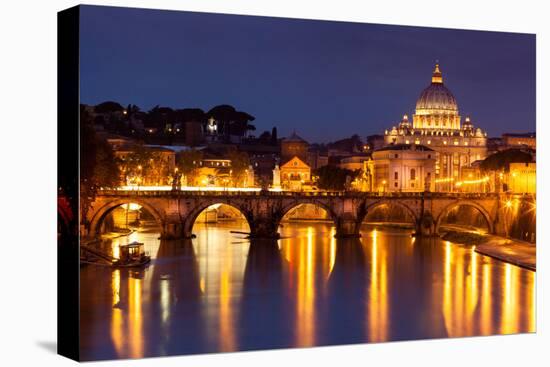 Night View at St. Peter's Cathedral in Rome, Italy-whitewizzard-Premier Image Canvas