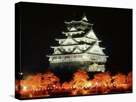 Night View of Osaka Castle with Cherry Blossoms, Japan-null-Premier Image Canvas