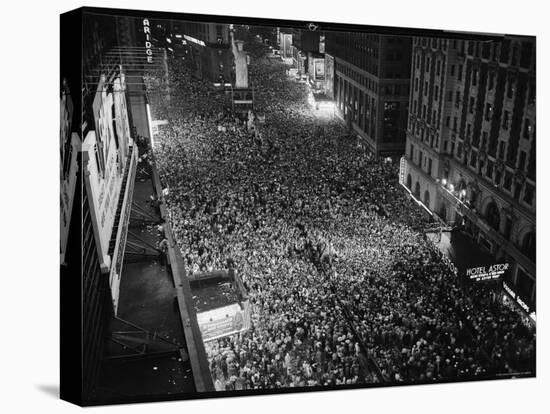 Night View of People Jammed into Times Square Celebrating the End of the War in Europe-Herbert Gehr-Premier Image Canvas