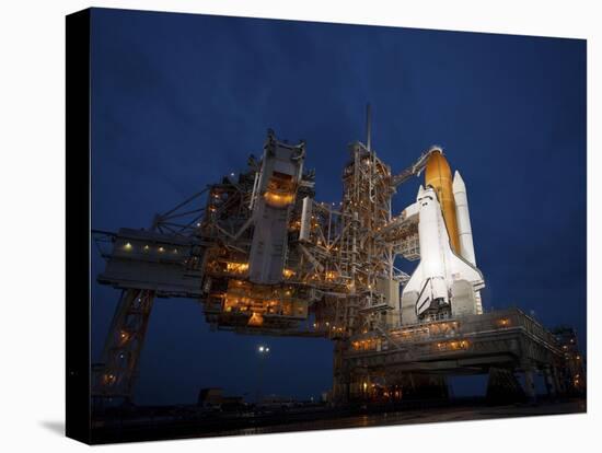 Night View of Space Shuttle Atlantis on the Launch Pad at Kennedy Space Center, Florida-Stocktrek Images-Premier Image Canvas