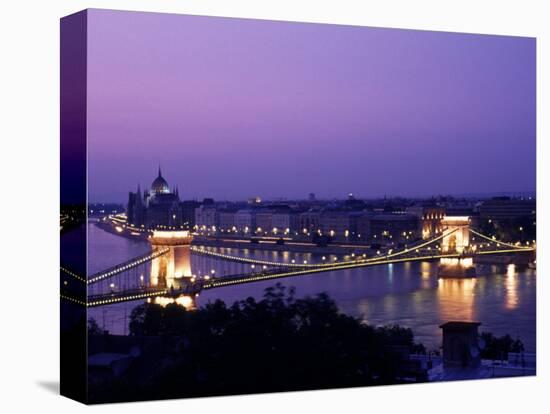 Night View of the Chain Bridge, Parliament, Budapest, Hungary-Bill Bachmann-Premier Image Canvas
