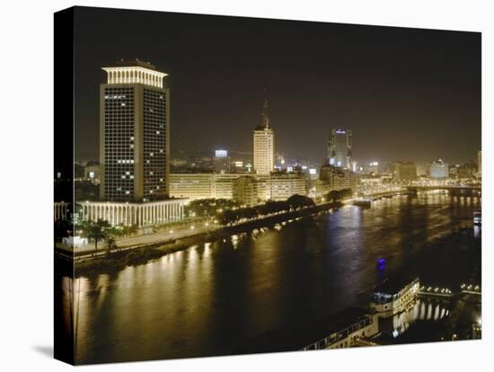 Night View of the Nile River, Cairo, Egypt-Adam Jones-Premier Image Canvas