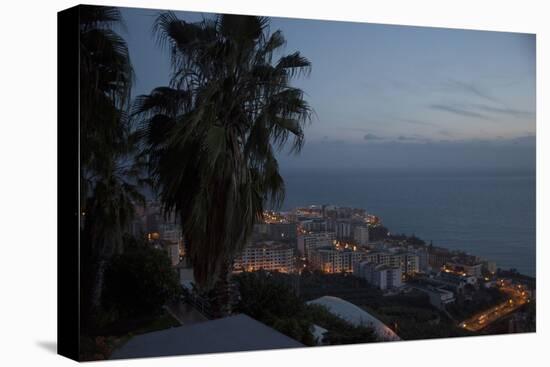 Night View over Funchal, Madeira, Portugal. Building Illuminated and Water in the Background-Natalie Tepper-Stretched Canvas