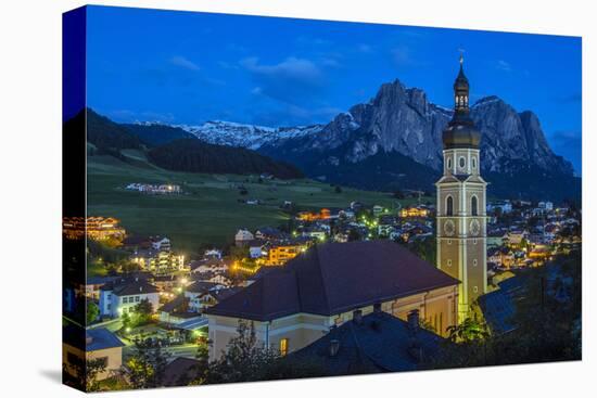 Night View over the Mountain Village of Castelrotto Kastelruth, Alto Adige or South Tyrol, Italy-Stefano Politi Markovina-Premier Image Canvas