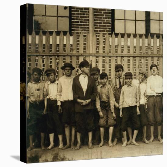 Night Work! Group of Boys Working in Massey Hosiery Mills, Columbus, Georgia, c.1913-Lewis Wickes Hine-Stretched Canvas