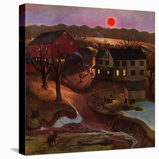 "Nighttime Farm Landscape," January 12, 1946-John Falter-Premier Image Canvas