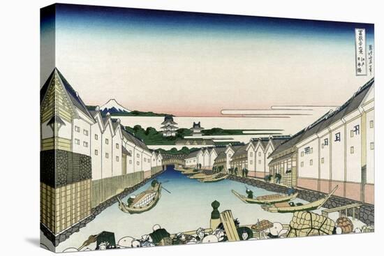 Nihonbashi Bridge in Edo-Katsushika Hokusai-Stretched Canvas