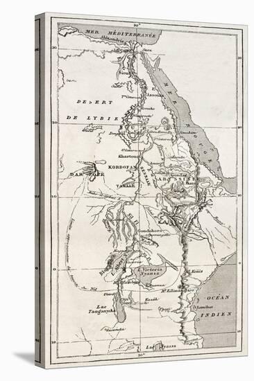 Nile Basin Old Map. By Unidentified Author, Published On Le Tour Du Monde, Paris, 1867-marzolino-Stretched Canvas