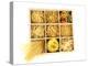 Nine Types Of Pasta In Wooden Box Sections Isolated On White-Yastremska-Stretched Canvas