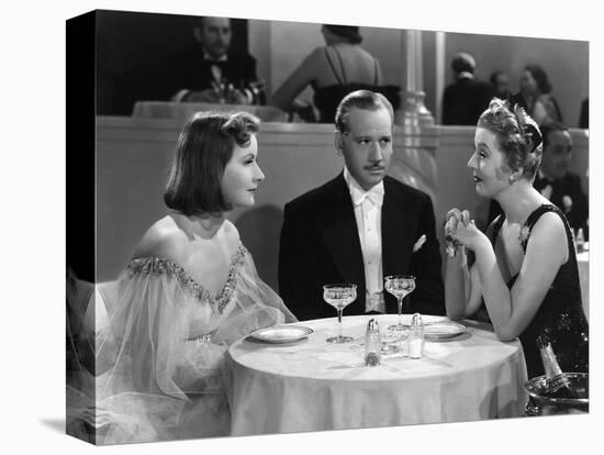 NINOTCHKA, 1939 directed by ERNST LUBITSCH Greta Garbo, Melvyn Douglas and Ina Claire (b/w photo)-null-Stretched Canvas