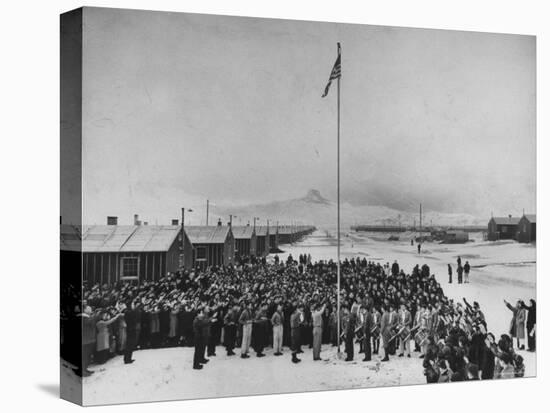 Nisei Japanese Americans Participating in Flag Saluting Ceremony at Relocation Center During WWII-Hansel Mieth-Premier Image Canvas