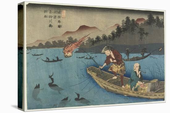 No.55 Cormorant Fishing Boat at Nagae River Near Koto Station, 1830-1844-Keisai Eisen-Premier Image Canvas