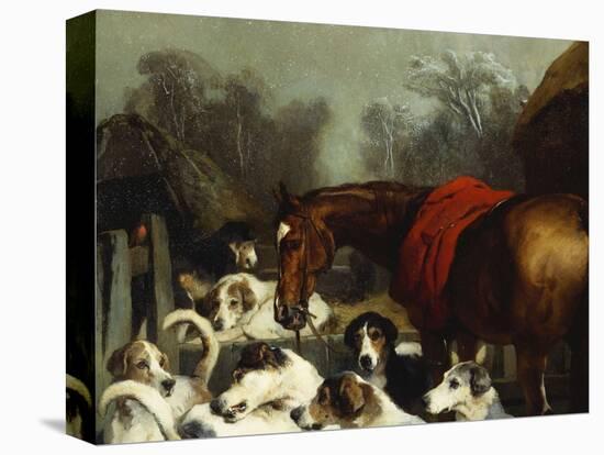 No Hunting Till the Weather Breaks' (Or 'Hunter and Hounds')-Edwin Henry Landseer-Premier Image Canvas