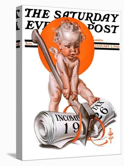 "No New Taxes," Saturday Evening Post Cover, January 2, 1926-Joseph Christian Leyendecker-Premier Image Canvas