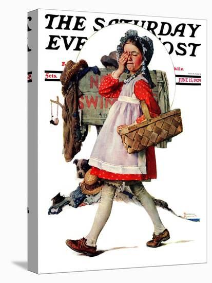 "No Peeking" Saturday Evening Post Cover, June 15,1929-Norman Rockwell-Premier Image Canvas