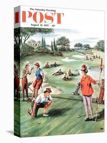 "No Playing Through" Saturday Evening Post Cover, August 31, 1957-Constantin Alajalov-Premier Image Canvas