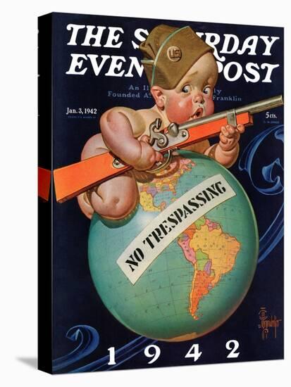 "No Trespassing," Saturday Evening Post Cover, January 3, 1942-Joseph Christian Leyendecker-Premier Image Canvas