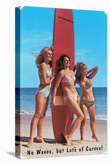 No Waves But Lots of Curves, Three Surfer Girls-null-Stretched Canvas