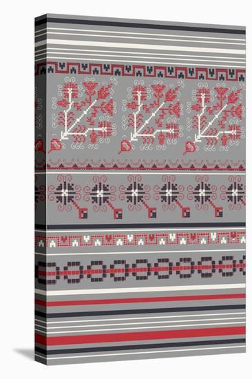 Nordic Cross Stitch Gray-Nicholas Biscardi-Stretched Canvas