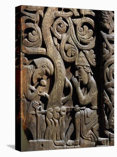 Nordic Saga or Legend of Siegfried or Sigurd, 12th century wood panel from Setesdale Church Norway-null-Premier Image Canvas