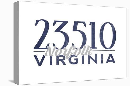 Norfolk, Virginia - 23510 Zip Code (Blue)-Lantern Press-Stretched Canvas