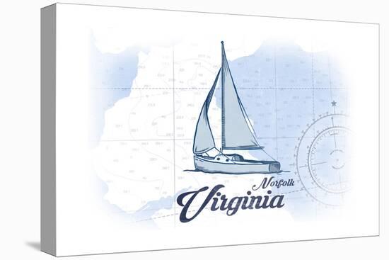 Norfolk, Virginia - Sailboat - Blue - Coastal Icon-Lantern Press-Stretched Canvas