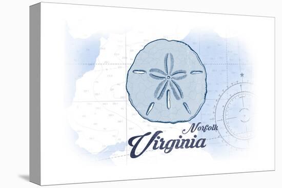 Norfolk, Virginia - Sand Dollar - Blue - Coastal Icon-Lantern Press-Stretched Canvas