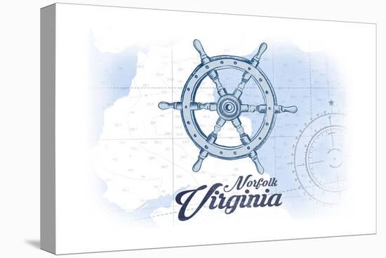 Norfolk, Virginia - Ship Wheel - Blue - Coastal Icon-Lantern Press-Stretched Canvas
