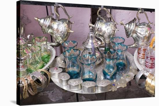 North Africa, Morocco, Marrakech. Traditional Moroccan mint tea glasses and tea pots.-Emily Wilson-Premier Image Canvas