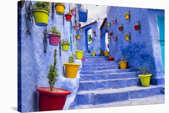 North Africa, Morocco, Traiditoional blue streets of Chefchaouen.-Emily Wilson-Premier Image Canvas