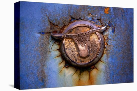 North America, USA, Georgia, Hood ornament on old rusted car at Old Car City.-Joanne Wells-Premier Image Canvas
