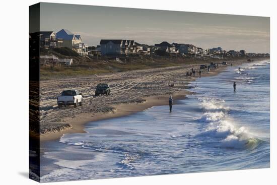 North Carolina, Atlantic Beach, Elevated View of Surf Fishing, Morning-Walter Bibikow-Premier Image Canvas