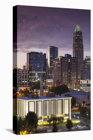 North Carolina, Charlotte, Elevated View of the City Skyline at Dusk-Walter Bibikow-Premier Image Canvas