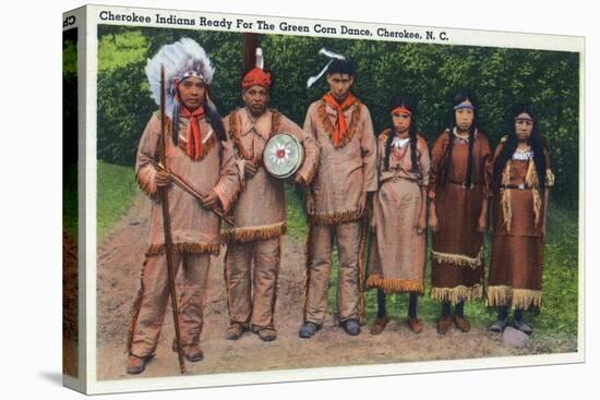 North Carolina - Cherokee Indians Ready for Green Corn Dance-Lantern Press-Stretched Canvas