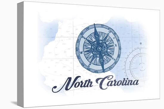 North Carolina - Compass - Blue - Coastal Icon-Lantern Press-Stretched Canvas