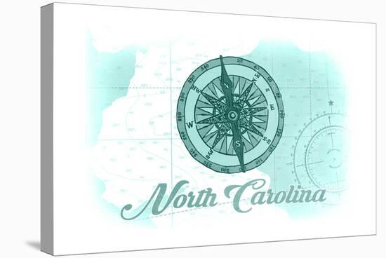 North Carolina - Compass - Teal - Coastal Icon-Lantern Press-Stretched Canvas