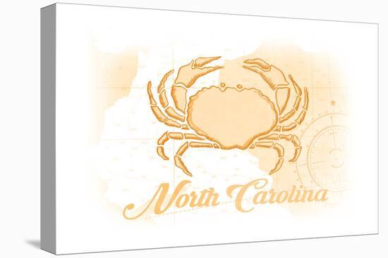 North Carolina - Crab - Yellow - Coastal Icon-Lantern Press-Stretched Canvas