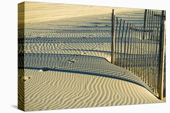 North Carolina. Dune Fence, Light, Shadow and Ripples in the Sand-Rona Schwarz-Premier Image Canvas